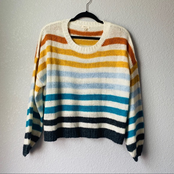 Debut Rainbow Striped Sweater Sz Ml 